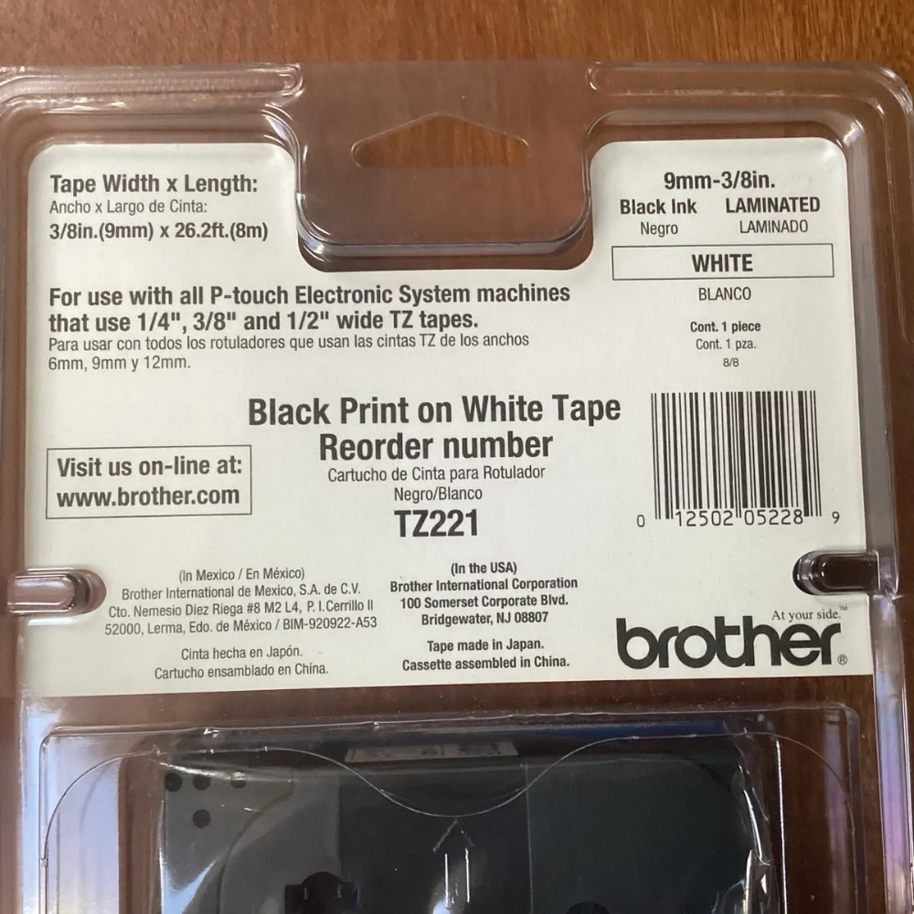 Brother TZ-121 P-touch Electronic Labeling System Tape 3/8” width (9mm)
